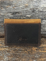 Men's Leather Wallet - Card Wallet with Round Logo Serape Inlay