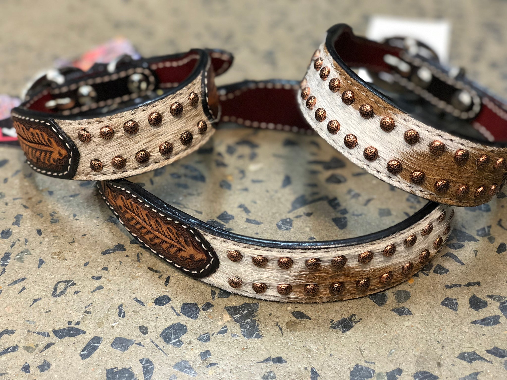 Western style leather dog collars new arrivals
