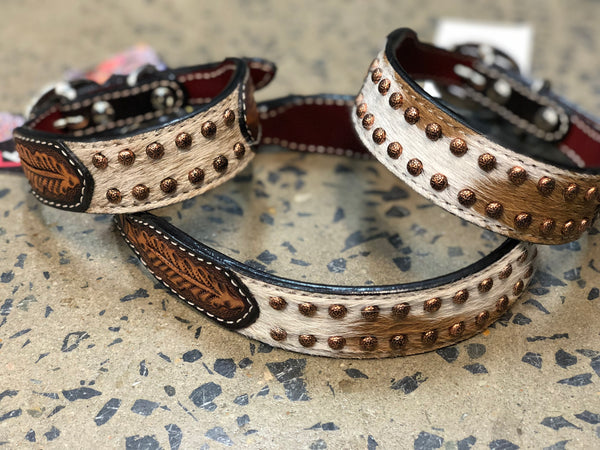 Dog Collar - Studded Cowhide