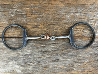 Dutton "43" D-Ring Snaffle Bit - Three Piece Dog Bone W/ Copper Rings (43-12)