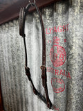 Leather One Ear Bridle - 5/8" Rosewood Spider Stamp