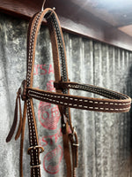 Latigo Browband Headstall with Concho Accents