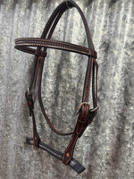 Leather Headstall - 5/8" Rosewood Spider Stamp