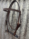 Leather Headstall - 5/8" Rosewood Spider Stamp