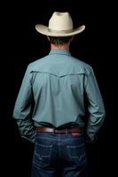 Ferrell - Pearl Snap Long Sleeve Shirt (Core Aqua)