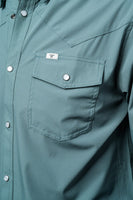 Ferrell - Pearl Snap Long Sleeve Shirt (Core Aqua)