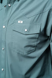 Ferrell - Pearl Snap Long Sleeve Shirt (Core Aqua)