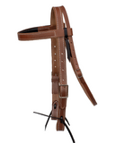 1" Double Stitched Browband Headstall - Oil