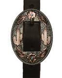 3/4" Browband Headstall - Oval Copper Cactus Buckle (Dark Oiled)