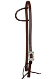 3/4" Leather One Ear Bridle - Silver Daisy & Turquoise Stone