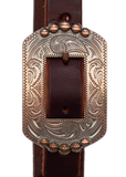 3/4" Leather One Ear Bridle - Engraved Copper Dot Buckle