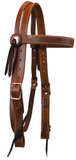 1" Double Stitched Browband Headstall - Oil