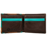 Hooey Montezuma Leather Wallet - Brown/Turquoise