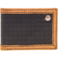 Hooey Hands Up Basketweave Leather Wallet - Black/Tan