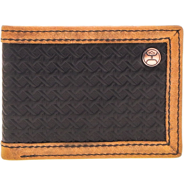 Hooey Hands Up Basketweave Leather Wallet - Black/Tan