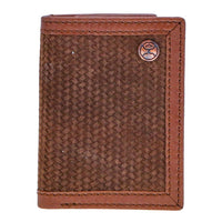 Hooey Trifold Leather Wallet -  Brown Basketweave