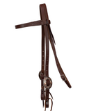 3/4" Browband Headstall - Oval Copper Cactus Buckle (Dark Oiled)