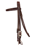 3/4" Browband Headstall - Copper Daisy & Turquoise Stone (Dark Oiled)