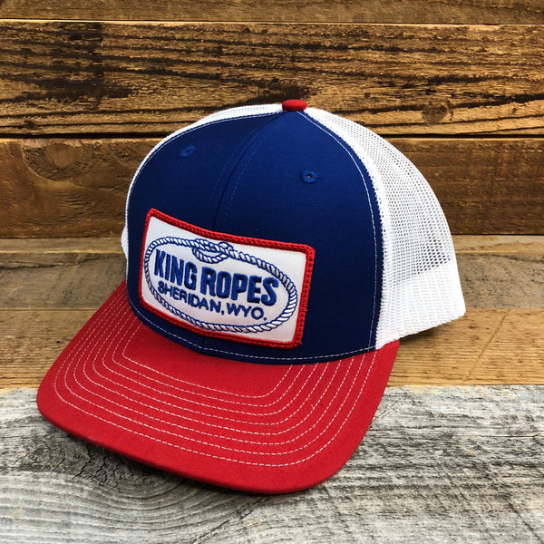 King Ropes Patch Trucker Cap - Red/White/Blue – The Cowboy's Closet