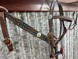 Double J Tack Set - Turquoise Buckstitch