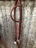 3/4" Leather One Ear Bridle - Scrolled Turquoise Dotted Buckle