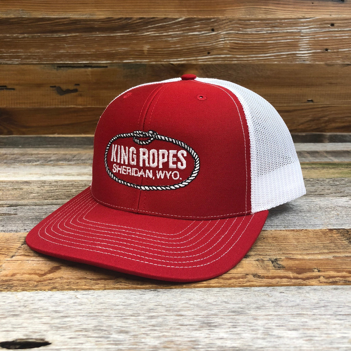 King Ropes Patch Trucker Cap Red/White The Cowboy's Closet