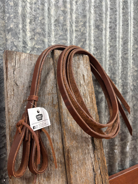 8ft Leather Split Reins - Chestnut