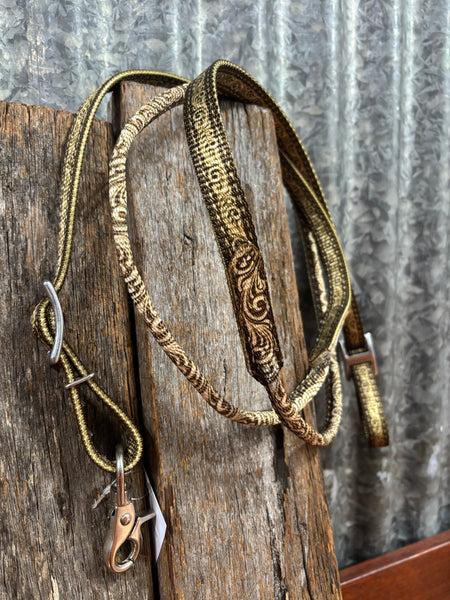 Nylon Contest Reins - Brown Filigree