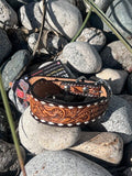 Dog Collar - Tooled with White Buckstitch