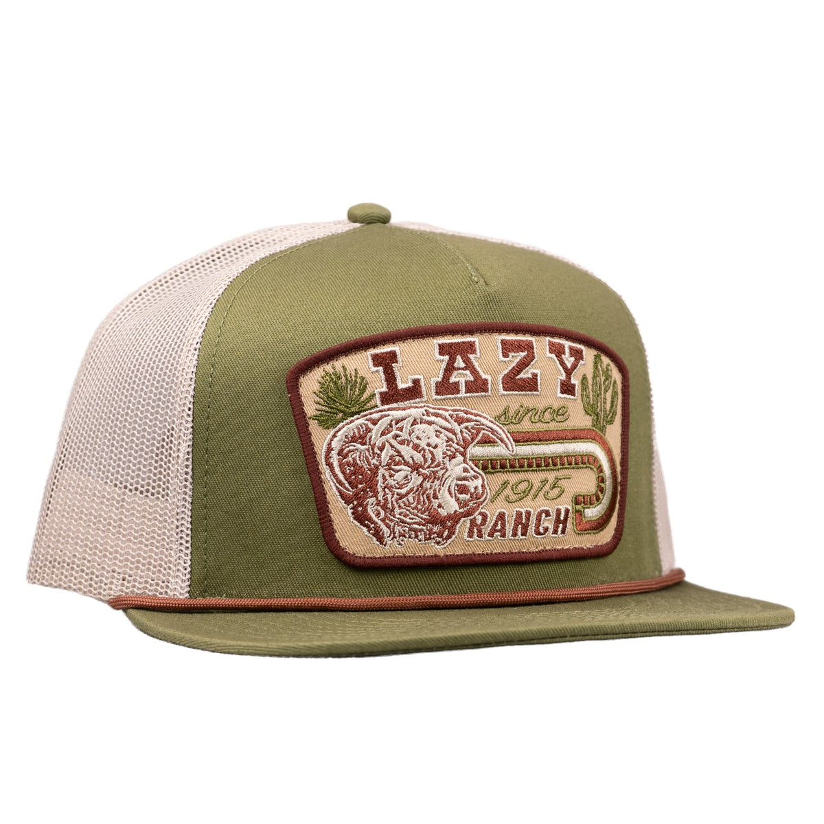 Lazy J Ranch Wear Cap - Brewster - Olive & White – The Cowboy's Closet
