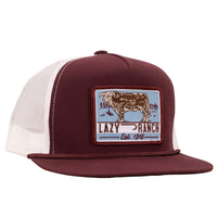 Lazy J Ranch Wear Cap - Maroon & White Bull Trap Patch