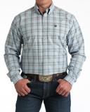 Cinch Men's Western Shirt - Light Blue Plaid