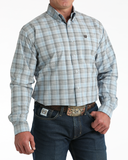 Cinch Men's Western Shirt - Light Blue Plaid