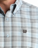 Cinch Men's Western Shirt - Light Blue Plaid