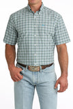 Cinch Men's Arenaflex Western Short Sleeve Shirt - Blue & Yellow Plaid (MTW1704169)