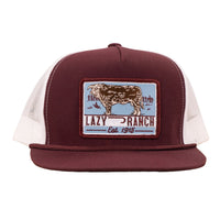 Lazy J Ranch Wear Cap - Maroon & White Bull Trap Patch