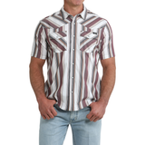 Cinch Men's Stripe Print Snap Button Shirt - White (MTW1402015)
