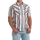 Cinch Men's Stripe Print Snap Button Shirt - White (MTW1402015)