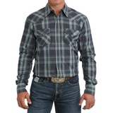 Cinch Men's Western Shirt - Blue Plaid Modern Fit (MTW1303110)
