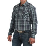 Cinch Men's Western Shirt - Blue Plaid Modern Fit (MTW1303110)