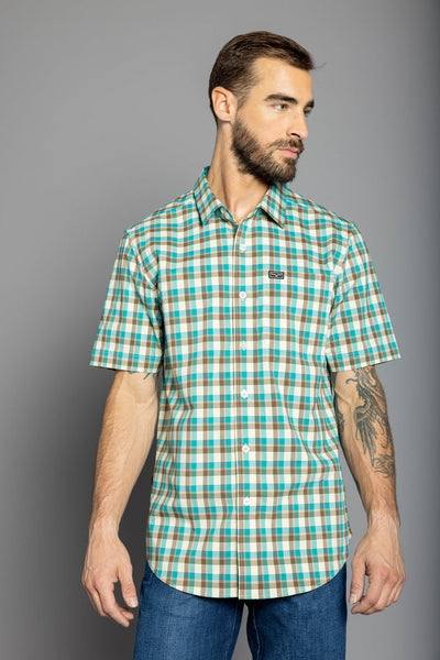 Kimes Ranch - Go Round Plaid Dress Shirt (Teal)