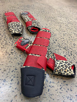Set Of 4 Ortho Equine Complete Comfort Boots - Leopard With Red