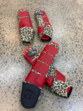 Set Of 4 Ortho Equine Complete Comfort Boots - Leopard With Red