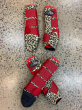 Set Of 4 Ortho Equine Complete Comfort Boots - Leopard With Red