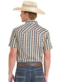 Rock and Roll - Blue & Brown Serape Stripe Short Sleeve Shirt (BMN3S08306)
