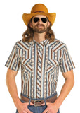 Rock and Roll - Blue & Brown Serape Stripe Short Sleeve Shirt (BMN3S08306)