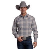 Stetson Men's Western Long Sleeved Shirt - Plaid Grey (11-01-478-6070GY)