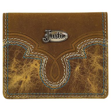 Men's Leather Wallet - Turquoise & Cream Stitch