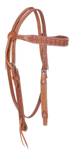 Leather Browband Headstall With Scalloped Tooling