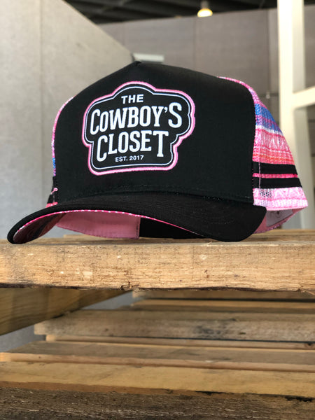 The Cowboy's Closet Cap - Black/Pink Aztec
